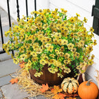 Artificial Flowers for Outdoors Daisy 12 Bundles for Home Decoration, Faux Flower Fake Plants Outside Decoration with Eucalyptus UV Resistant for Planter Porch Patio Yard Garden Yellow