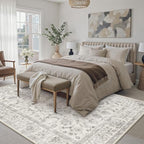 6x9 Area Rug Gray Washable Living Room Vintage Carpet Bedroom Large Non Slip Soft Low Pile Soft Thin Dining Room Office Accent Throw Rug