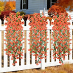 Artificial Hanging Flowers for Outdoors,2 Bundles Silk Fake Fall Flowers for Outside, Realistic Faux Plants for Hanging Baskets, Planters-Porch, Patio, Yard Decor(Orange)