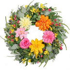 Summer Wreaths for Front Door 24 Inch, Artificial Spring Wreath with Dahlia and Peony for All Season Home Decor Easter Indoor Outdoor Wall Home Festival Celebrations