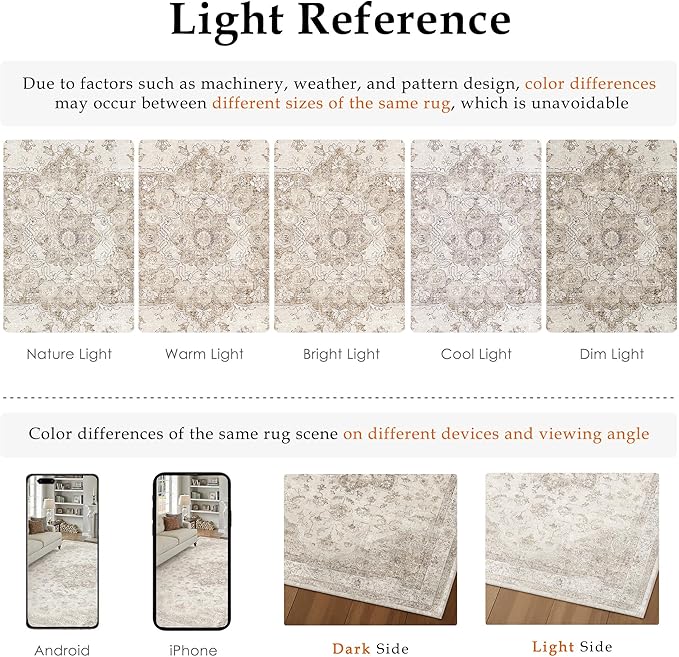 Beige Runner Rug 2'6"x12' Washable Vintage Carpet Hallway Kitchen Soft Retro Low Pile Thin Indoor Bedroom Non Slip Oriental Medallion Long Throw Rug for Bathroom Laundry Dining Room