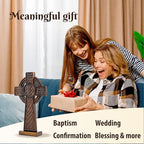 DAICAT - Hand-carved Wooden Celtics Wall Cross, 10 Inch Celtic Cross for Home Decor, Spiritual and Religious Wall Art Décor, Unique Gift for Birthday, (No 4)