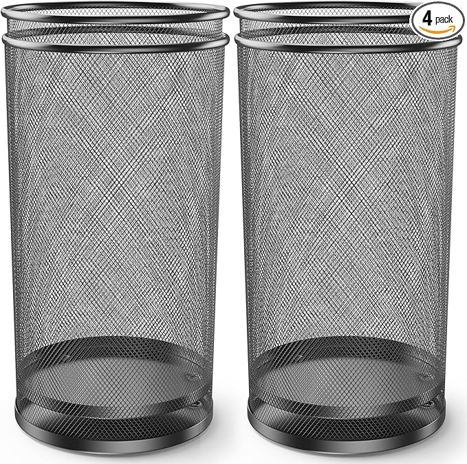 19.5" H Mesh Umbrella Stand - Ventilated Mesh Umbrella Holder for Entryway - Extra Capacity Storage for Umbrellas Canes & More - Freestanding Indoor Organizer 10.4" L x 10.4" W x 19.5" H - 4P Black