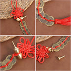 2PCS Chinese Knot Tassel, Feng Shui Good Luck Charms, Metal Gourd with 5 Coins Good Luck Gifts, Bring Wealth, Health and Peaceful for Cars, Furniture, Bags, Homes, and Offices