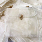 3 Pieces Scarf Storage Bag Beige Encrypted Matte Button Yarn Envelope Silk for Scarf Gifts Organza Clothing Wardrobe Organizer Packaging Bags 13 x 11.8 Inches