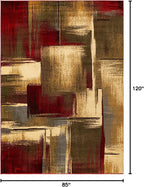 Unique Loom Barista Collection Area Rug - Timor (7' 1" x 10' Rectangle, Multi/Red)