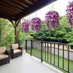Artificial Fake Hanging Flowers Plants for Outdoor Decoration, 2PCS Faux Silk Morning Glory Long Vines Stems UV Resistant Look Real for Outside Home Porch Patio(Violet)