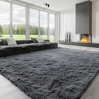 OLANLY 8x9 Machine Washable Large Area Rugs for Living Room, Bedroom, Soft Fluffy Shaggy Bedside Rug, Indoor Floor Carpet for Kids Girls and Boys, Dorms, Nursery, Home Decor Aesthetic, Grey