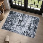 Washable Area Rug 2x3 Entryway Rug: Washable Modern Abstract Soft Thin Rug Indoor Floor No Slip Stain Resistant Carpet for Bedroom Dining Room Farmhouse Nursery Home Office - Black