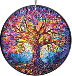 2025 Christmas Ornaments, Christmas Tree Ornaments Acrylic, Faux Stained Glass Effect White Elephant Gifts Exchange, Unique Suncatcher Xmas Stocking Stuffers for Women, Men (Tree of Life)