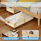 Under Bed Storage Containers with Wheels, Larger Bamboo Wood Under Furniture Storage Containers with Dust Bags，Rolling for Shoes Clothes