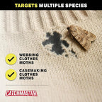 Catchmaster Clothing Moth Traps with Premium Extra Strength Odorless Pheromone Technology – XL Hardwood Design, Extra-Strength Glue – Traps & Targets Casemaking and Webbing Moths - 6-Pack