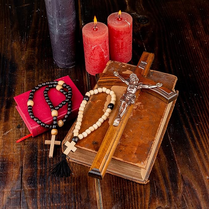 Woodvio - Handmade wooden wall cross, Pope's cross, Catholic crucifix