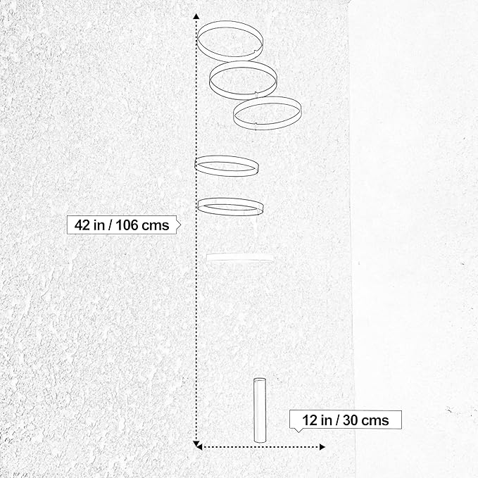 Hanging Mobile with 6 Black Rings (5.5”) - Modern Decorative Art for Home or Office