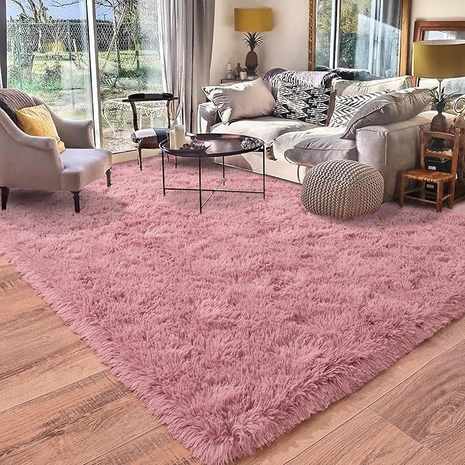 Rugs for Bedroom 4x6, Soft Shaggy Modern Shag Area Rug for Living Room, Upgrade Non-Slip Plush Fluffy Carpet for Kids Boys Girls Room Home Decor Aesthetic, Blush