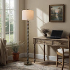BOBOMOMO 62" Rustic Floor Lamp, Retro Farmhouse Standing Lamp with Rotary Switch, Resin Dark Brown Floor Lamp for Living Room, Bedroom, Corner, Nursery, Dining Room, House