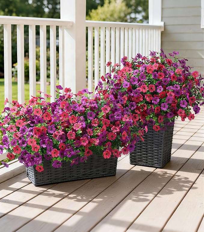 Ivydale Artificial Flowers for Outdoor 24 Bundles Fake Mums UV Resistant Silk Daisy Faux Plants for Outside Planter Home Porch Patio Window Box Decor, Purple Rose Mixed