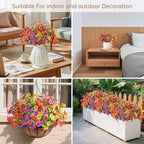 Artificial Faux Flowers Plants for Outdoors Outside Spring Summer Decoration,12 Bundles Silk Daisy Realistic Fake Flowers Plants Greenery UV Resistant for Planters Porch Patio Front Yard(4 Multicolor)