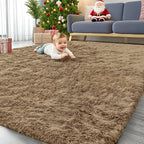 OLANLY 6x9 Machine Washable Large Area Rugs for Living Room, Bedroom, Soft Fluffy Shaggy Bedside Rug, Indoor Floor Carpet for Kids Girls and Boys, Dorms, Nursery, Home Decor Aesthetic, Taupe