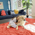 OLANLY 2x6 Machine Washable Runner Rugs for Hallway, Soft Fluffy Shaggy Bedside Rugs for Bedroom, Living Room, Indoor Floor Carpet for Kids Girls and Boys, Home Decor Aesthetic, Coral Red