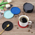 ME.FAN Silicone Coasters with Holder,[6 Pack] Drinking Coasters - Cup Mat for Hot or Cold Drinks, Thickened, Non-Slip, Non-stick,Deep Tray Mint Green