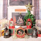 Christmas Snow Globes Lantern, 8 Songs, 6H Timer, Battery & USB Powered, Brown Plastic Classic Snow Globe