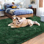 Rugs for Living Room 5x7, Soft Shaggy Modern Shag Area Rug for Bedroom, Upgrade Non-Slip Plush Fluffy Carpet for Kids Boys Girls Room Home Decor Aesthetic, Blackish Green