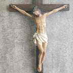 BC Catholic Crucifix Wall Cross, 10" H Jesus Christ Cross for Wall, Catholic art of Home Altar, Crucifijos Catolicos, Religious Gift for Dad, Handpainted Renaissance Sculpture by Buildclassic