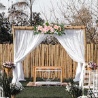 Artificial Peony Flower Swag, 29.6in Faux Eucalyptus Leaves Corner Rose Floral Swags, Artificial Mirror Flower Chair Back Flower Swags for Sheer Drapes, Wedding Chair, Arbor, Wedding(Pink)