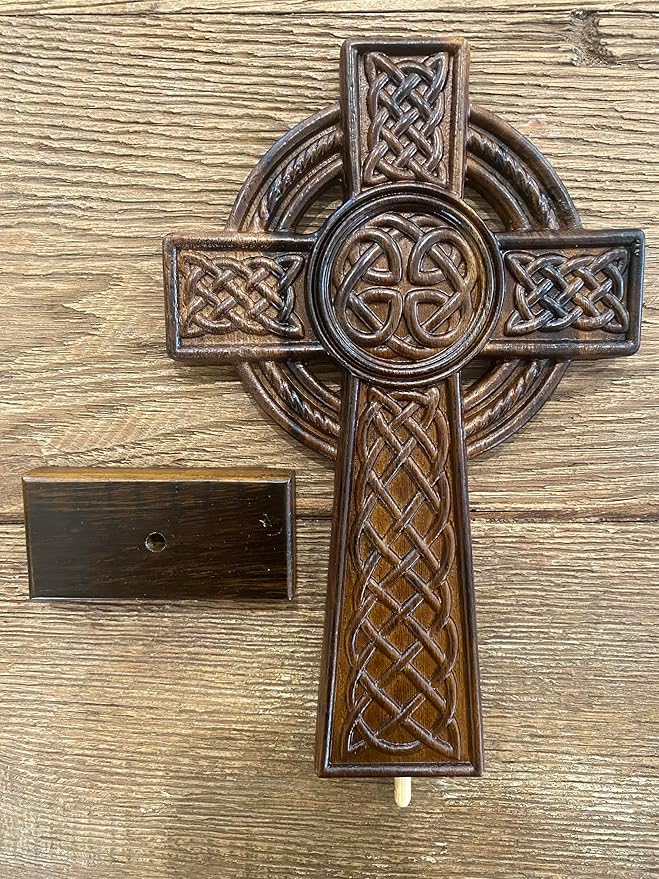 DAICAT - Hand-carved Wooden Celtics Wall Cross, 10 Inch Celtic Cross for Home Decor, Spiritual and Religious Wall Art Décor, Unique Gift for Birthday, (No 4)