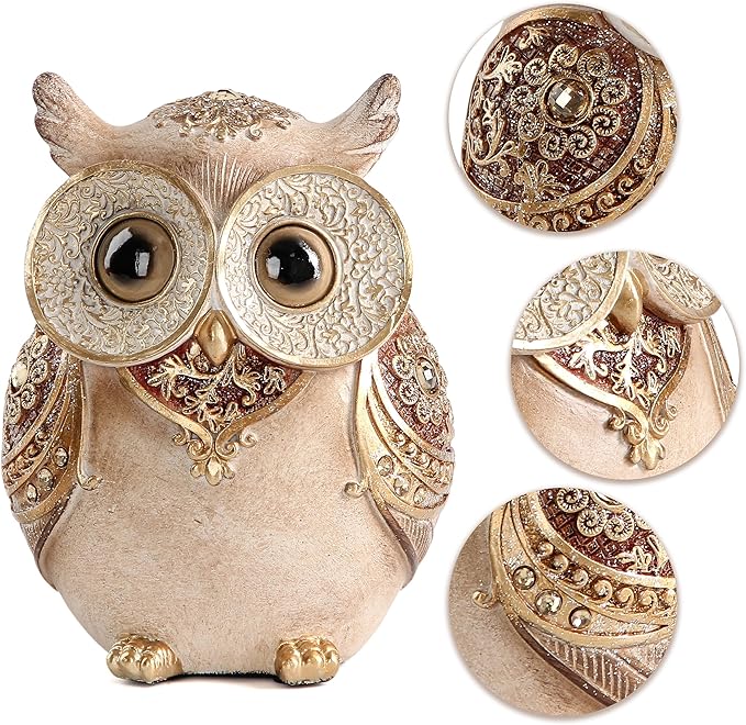 Smadeer Owl Statue for Home Decoration for Shelf Bookshelf OfficeTable Indoor Decor Accents Adorable Big Eye Owl Statues and Sculptures Animal Owls Gift for Bird Lover Cute Figurine