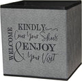 Shoe Cover Box - Welcome Guests to Please Cover Shoes. Indoor Foldable Storage Bin to Fill w/your Favorite Booties. For Homeowner, Real Estate Agent, Realtor Open House Supplies | 1 Grey & Black
