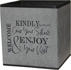 Shoe Cover Box - Welcome Guests to Please Cover Shoes. Indoor Foldable Storage Bin to Fill w/your Favorite Booties. For Homeowner, Real Estate Agent, Realtor Open House Supplies | 1 Grey & Black