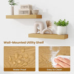 Fun Memories Floating Shelves Bathroom for Wall Mounted Shelves, 20 Inch Wood Shelf Set of 2, Home Storage & Display Decor, Oak
