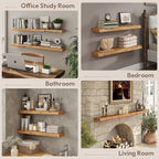 Marsmiles 30 inch Floating Shelves for Wall Elm Wood Live Edge Shelves|Rustic Wall Shelves with Invisible Heavy-Duty Bracket for Bathroom Living Room Kitchen|Natural, 2 Pack