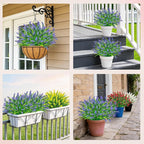 Der Rose 24 Bundles Artificial Flowers for Outdoors Fake Lavender Flowers UV Resistant Faux Plants Monkey Grass for Garden Porch Fence Patio Window Box Decor（Purple）