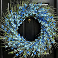 GTIDEA Summer Wreaths for Front Door, 24 Inch Blue Floral Wreath with Grapevine Base, Silk Forsythia Flowers Wreath for Everyday Farmhouse Door Decor Porch Wall Window Indoor Outdoor