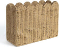 AELS Woven Natural Fibre Magazine Holder, Scalloped Edge Floor Magazine Rack, Hand-woven Organizer, Boho Modern Farmhouse Book Basket, File Newspaper Mail Holder for Office