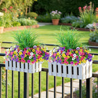 Artificial Flowers for Outdoors, 14 Bundles UV Resistant Fake Flowers Daisy with Greenery Plants,Faux Outdoor Flowers for Spring Summer Decoration, Outdoor Faux Plants Home Window Porch Patio Yard
