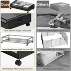 Under Bed Storage with Wheels - 2Pack 60L Underbed Storage Containers with Clear Lid & Label, Rolling Under Bed Storage Bins for Clothes, Shoes, Blankets (XL,Black)