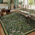 Moynesa Floral 6x9 Area Rugs, Washable Green Rugs for Living Room, Boho Large Soft Bedroom Rug, Non Slip Ultra Thin Botanical Indoor Floor Carpet for Dining Room Home Office, Green