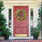 Sggvecsy Spring Summer Wreath for Front Door 22 Inch Artificial Tulips Wreath with Eucalyptus Leaves Lavender Ferns Colorful Silk Flowers Butterflies for Home Farmhouse Indoor Outdoor Wall Decor