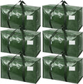 TICONN 6 Pack Extra Large Moving Bags Heavy Duty with Zippers & Carrying Handles, Durable Storage Bags Moving Boxes for Closet Organizers and Storage (6 Pack, Olive)