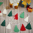 WILLBOND 4 Pieces Valentine's Day Tassel Garland for Classroom Wall Decor Boho Pastel Garland Cotton Tassel Banners for Party School(3.1 Inch,Red, White, Light Green, Dark Green)