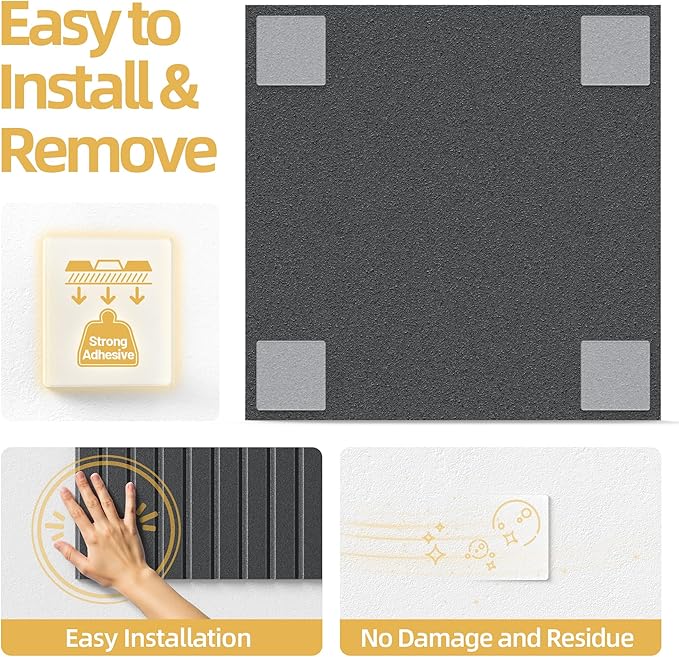 Large Cork Board for Wall 48" x 60" Black Bulletin Board with Safe Removable Adhesive Squares for Pictures Photos, Alternative CorkBoard Felt Pin Boards Tiles for Office Classroom Wall Decor - 20 Pack