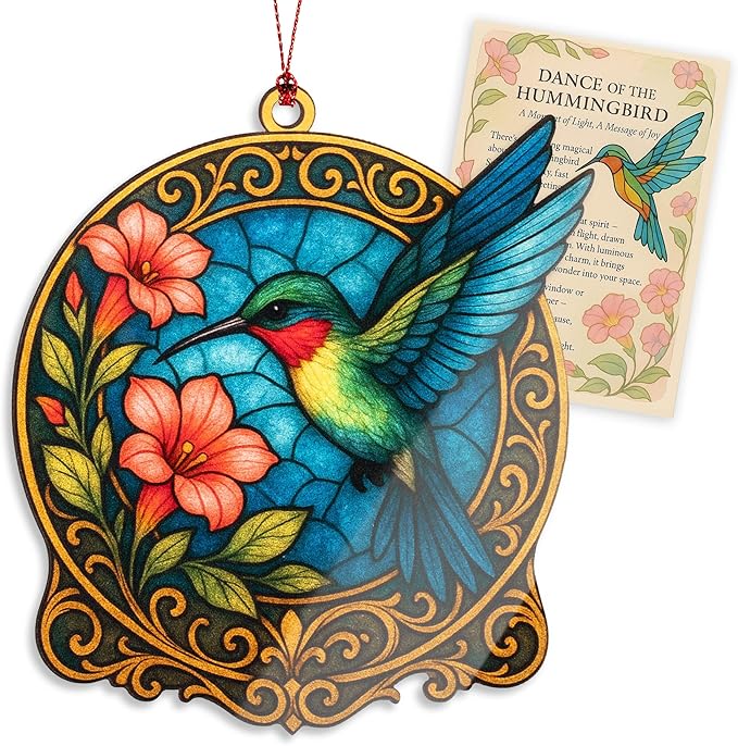 Hummingbird Gifts for Women - Christmas Ornament 2026 - Beautiful Christmas Ornaments Decorative Hummingbird with Meaningful Story Card Humming Bird Valentines Birthday Teacher Gift