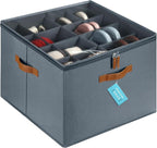 OrganiHaus Large Shoe Storage Bin for Closet, Shoe Organizer Box Fits up to 16 Pairs, Collapsible Fabric Shoe Basket w/Clear Cover, Adjustable Dividers & Reinforced Handles, Grey