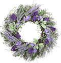 Haute Decor Mixed Artificial Lavender Wreath with Natural Grapevine - 24 Inch Spring Wreath for Front Door with Lavender, Eucalyptus, Cedar, Larkspur and Lamb's Ear Florals