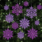 36pcs Purple Christmas Snowflake Ornaments, Plastic Glitter Hanging Snow Flakes for Christmas Tree Decorations Winter Wonderland Frozen Birthday Party Home Decor Craft Snowflakes