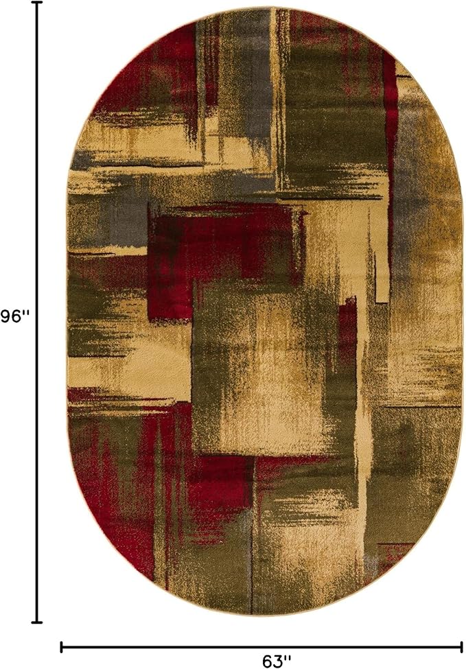 Unique Loom Barista Collection Area Rug - Timor (5' 3" x 8' Oval, Multi/Red)